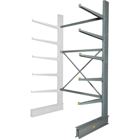 Global Industrial Single Sided Heavy Duty Cantilever Add-On Rack, 2in Lip, 72inWx50inDx120inH 320824A